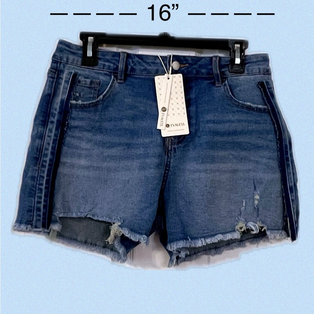 Evaless Distressed Blue Jean Shorts
